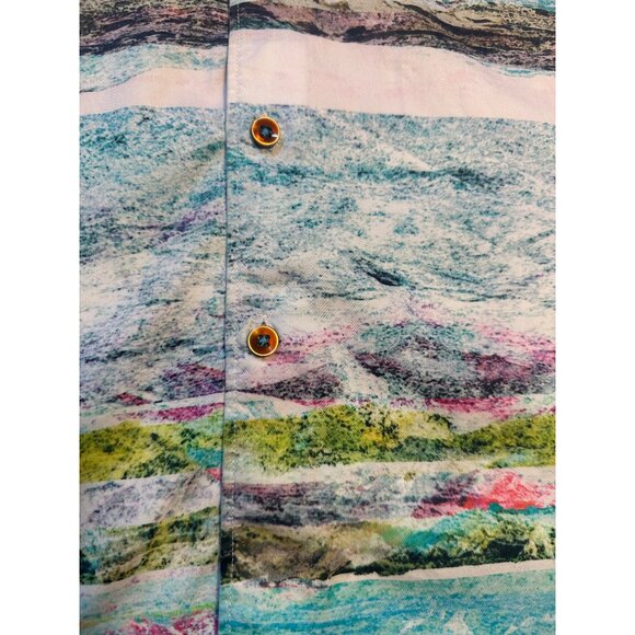 Robert Graham Bedouins Multicolor Summer Sunset Stripe Shirt Size M - Picture 8 of 10